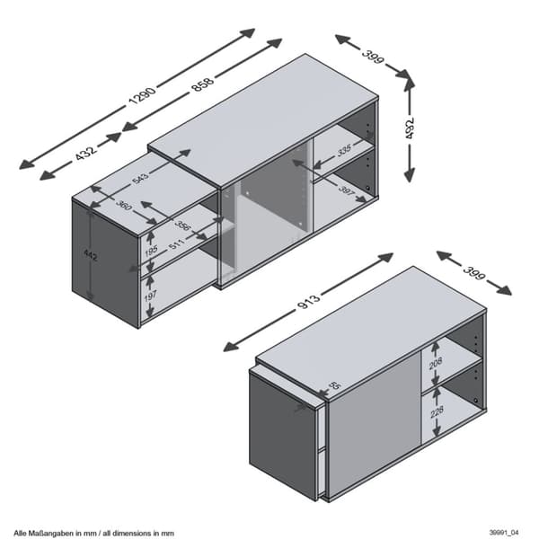 FMD Tv-möbel med 2 öppna fack 133,5x39,9x49,2 cm svart och ek