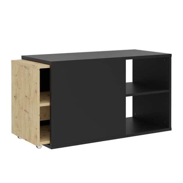 FMD Tv-möbel med 2 öppna fack 133,5x39,9x49,2 cm svart och ek