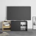 Miniatyrbild 1 av 6: FMD Tv-möbel med 2 öppna fack 133,5x39,9x49,2 cm svart och ek