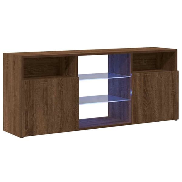 vidaXL TV-benk med LED-lys brun eik 120x30x50 cm