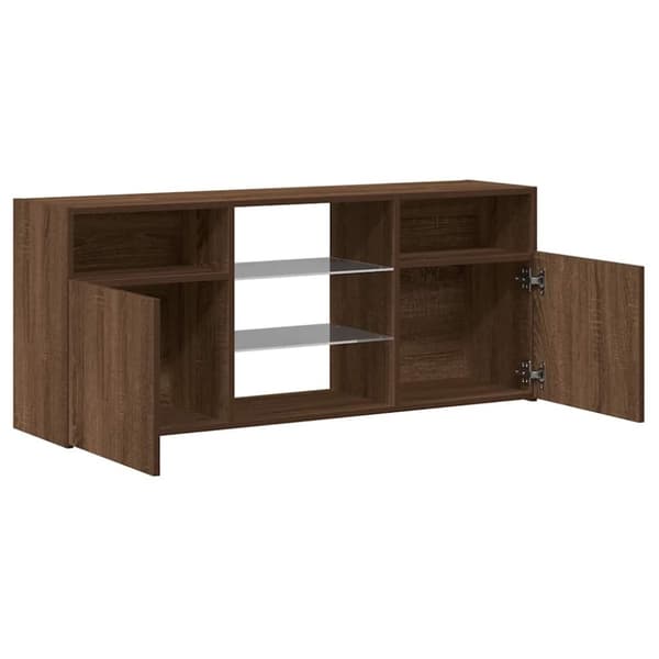 vidaXL TV-benk med LED-lys brun eik 120x30x50 cm