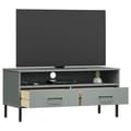 Miniatyrbild 3 av 10: vidaXL Tv-bänk med metallben OSLO grå massiv furu