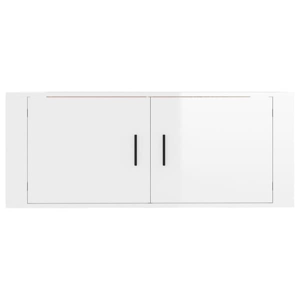 vidaXL Väggmonterad tv-bänk vit högglans 100x34,5x40 cm