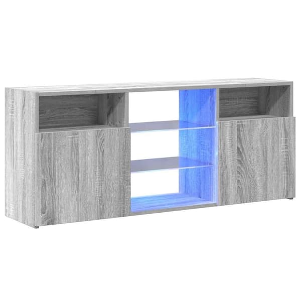 vidaXL TV-benk med LED-lys grå sonoma 120x30x50 cm
