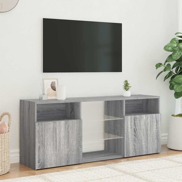 vidaXL TV-benk med LED-lys grå sonoma 120x30x50 cm