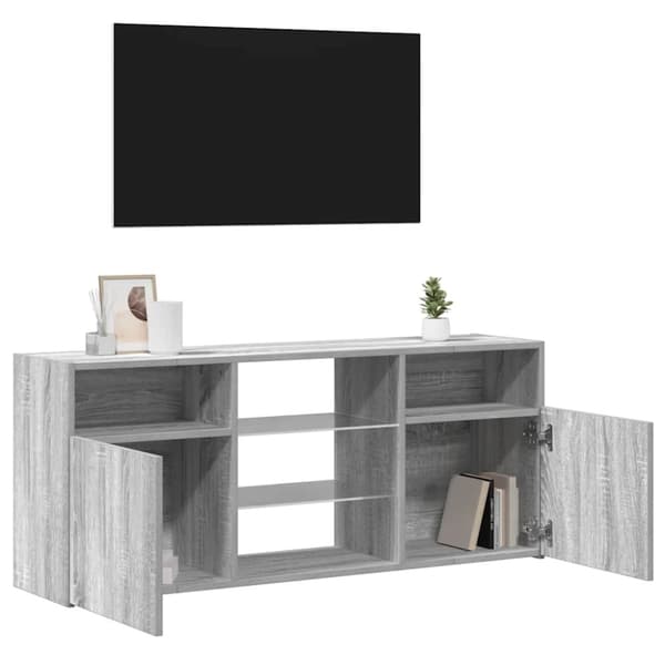 vidaXL TV-benk med LED-lys grå sonoma 120x30x50 cm