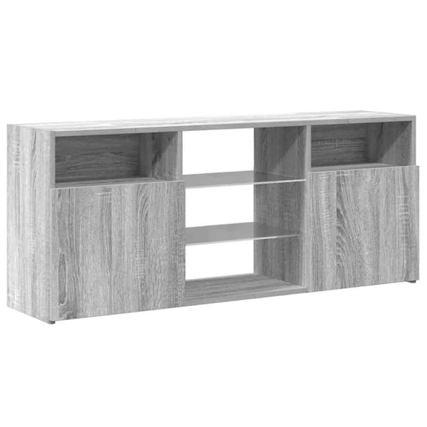 vidaXL TV-benk med LED-lys grå sonoma 120x30x50 cm