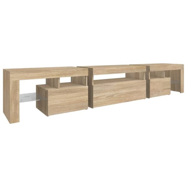 vidaXL TV-taso LED-valoilla Sonoma-tammi 215x36,5x40 cm