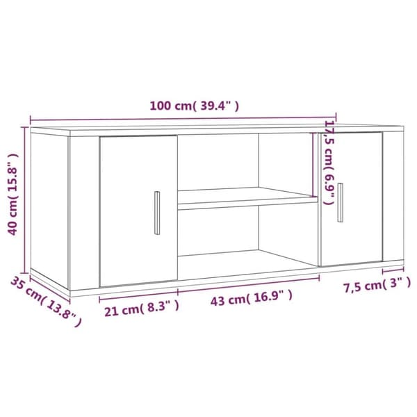 vidaXL TV-benk sonoma eik 100x35x40 cm konstruert tre