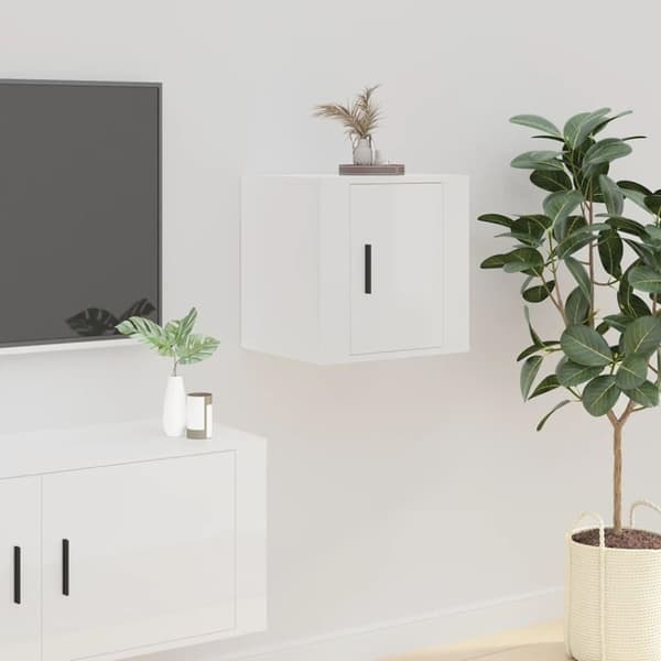 vidaXL Vegghengte TV-benker 2 stk høyglans hvit 40x34,5x40 cm