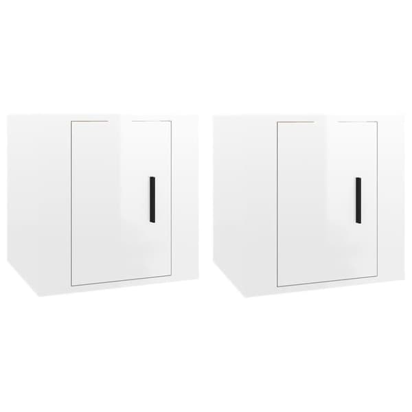 vidaXL Vegghengte TV-benker 2 stk høyglans hvit 40x34,5x40 cm
