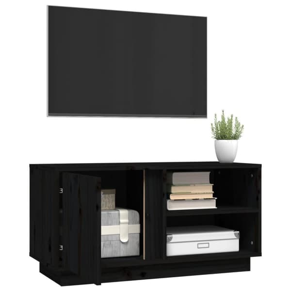 vidaXL Tv-bänk svart 80x35x40,5 cm massiv furu