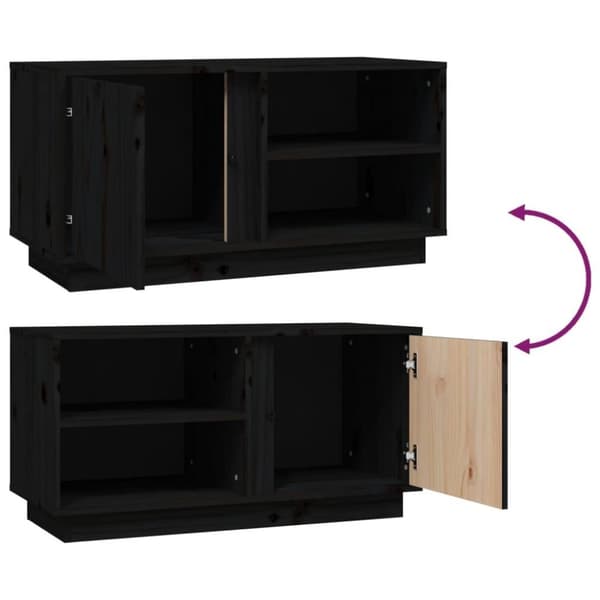 vidaXL Tv-bänk svart 80x35x40,5 cm massiv furu