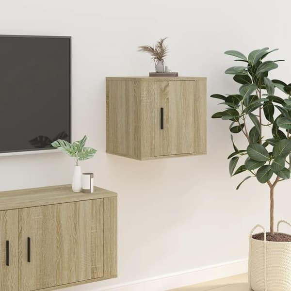 vidaXL Vegghengte TV-benker 2 stk sonoma eik 40x34,5x40 cm