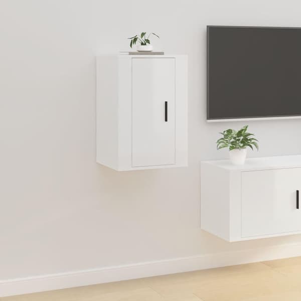 vidaXL Väggmonterade tv-skåp 2 st vit högglans 40x34,5x60cm