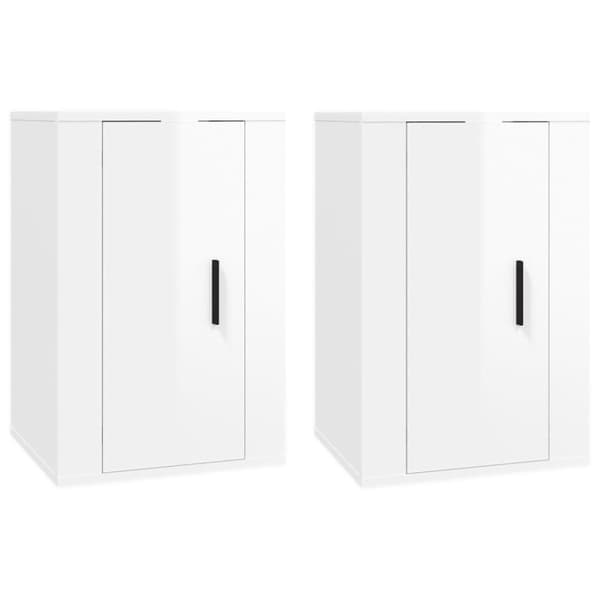 vidaXL Vegghengte TV-benker 2 stk høyglans hvit 40x34,5x60 cm