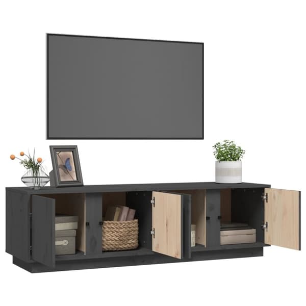 vidaXL Tv-bänk grå 140x40x40 cm massiv furu