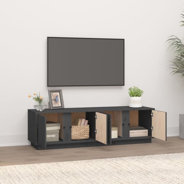 vidaXL Tv-bänk grå 140x40x40 cm massiv furu