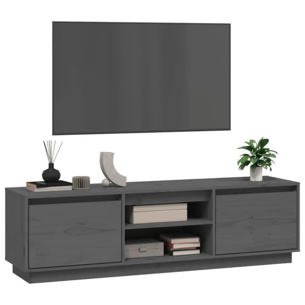 vidaXL Tv-bänk grå 140x35x40 cm massiv furu