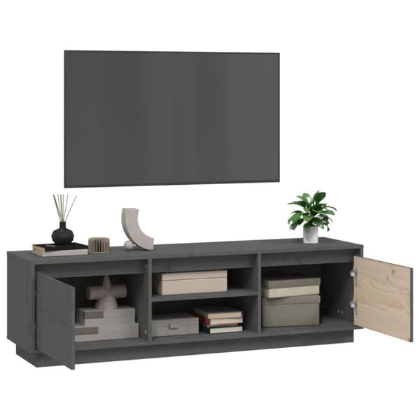 vidaXL Tv-bänk grå 140x35x40 cm massiv furu