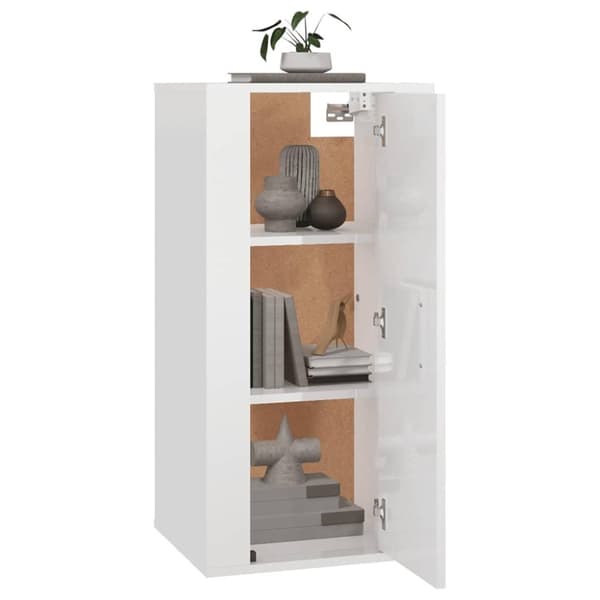 vidaXL Vegghengt TV-benk høyglans hvit 40x34,5x80 cm