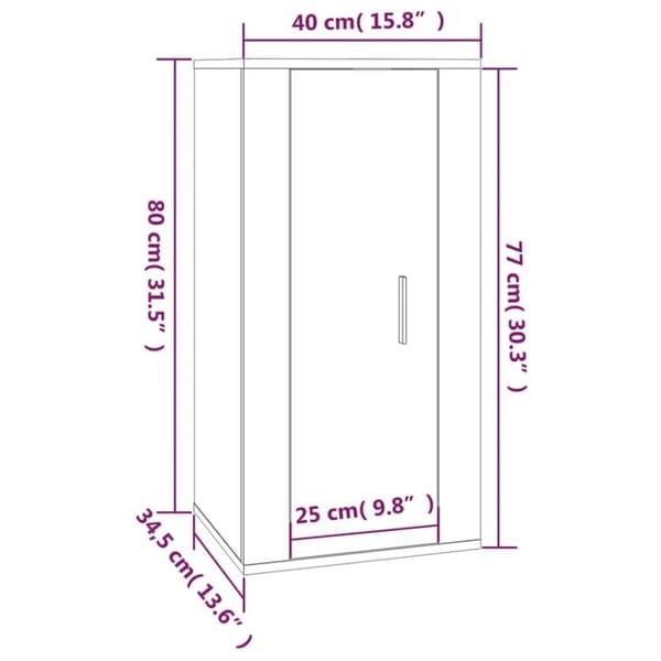 vidaXL Vegghengt TV-benk høyglans hvit 40x34,5x80 cm