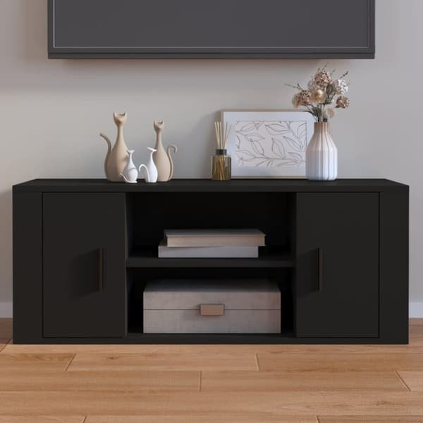 vidaXL TV-skåp svart 100x35x40 cm konstruerat trä