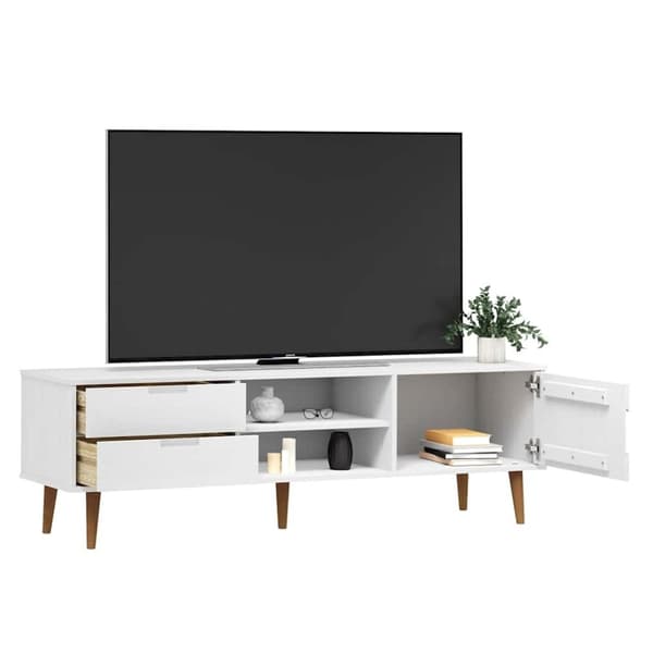 vidaXL TV-benk MOLDE hvit 158x40x49 cm heltre furu