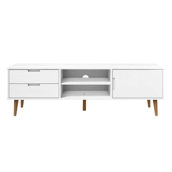 vidaXL TV-benk MOLDE hvit 158x40x49 cm heltre furu