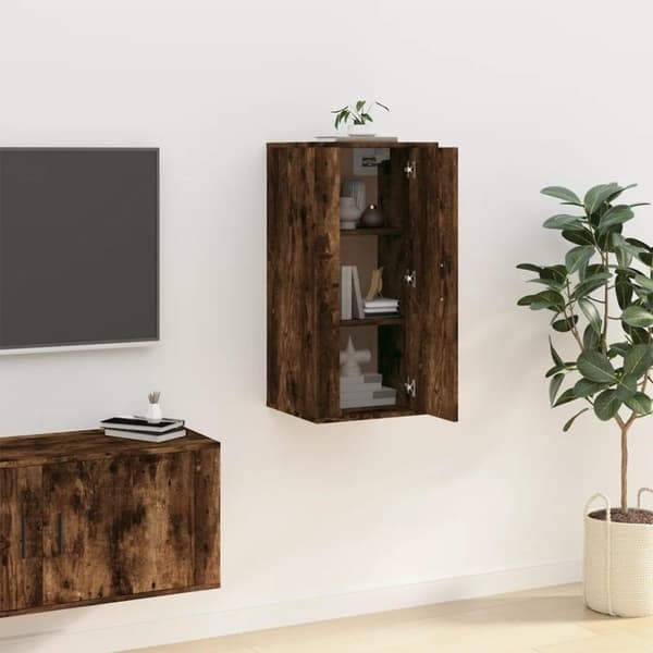 vidaXL Vegghengt TV-benk røkt eik 40x34,5x80 cm