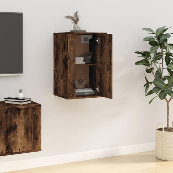 vidaXL Vegghengt TV-benk røkt eik 40x34,5x60 cm