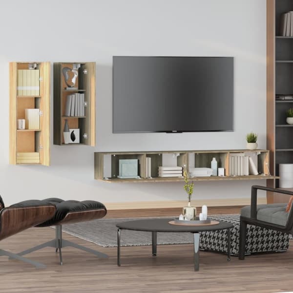 vidaXL 4-osainen TV-kaappisarja Sonoma-tammi tekninen puu