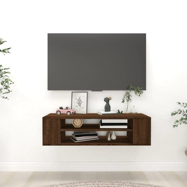 vidaXL Hengende TV-benk brun eik 100x30x26,5 cm konstruert tre