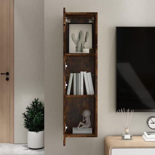 vidaXL Vegghengt TV-benk røkt eik 30,5x30x110 cm