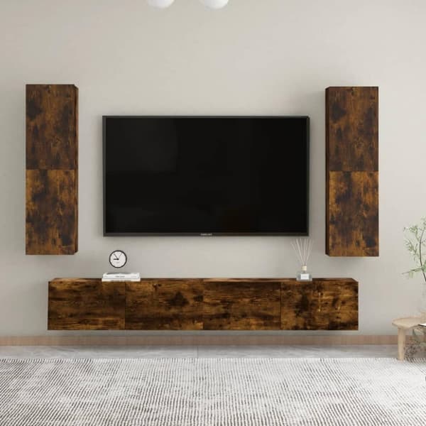vidaXL Vegghengt TV-benk røkt eik 30,5x30x110 cm