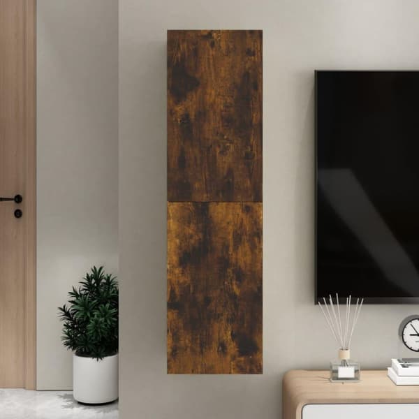 vidaXL Vegghengt TV-benk røkt eik 30,5x30x110 cm