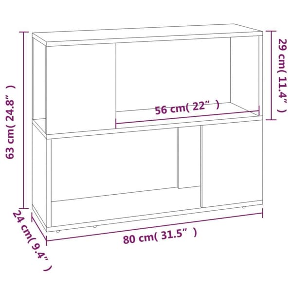 vidaXL bogreol/rumdeler 80x24x63 cm røget egetræsfarve