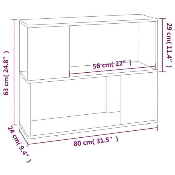 vidaXL bogreol/rumdeler 80x24x63 cm brun egetræsfarve