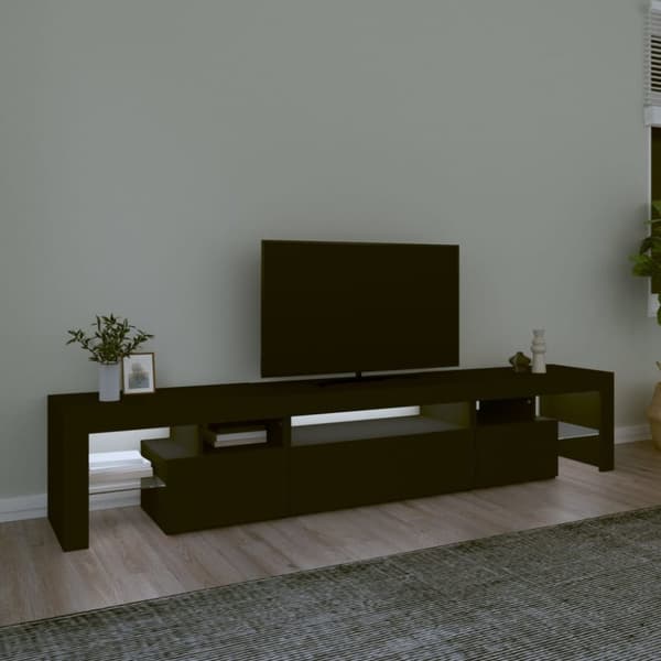 vidaXL TV-benk med LED-lys svart 215x36,5x40 cm