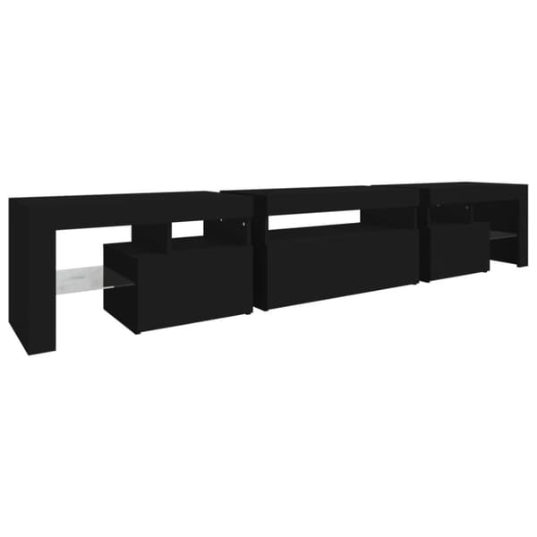 vidaXL TV-benk med LED-lys svart 215x36,5x40 cm