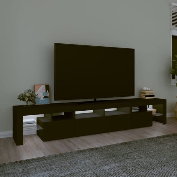 vidaXL TV-benk med LED-lys svart 230x36,5x40 cm