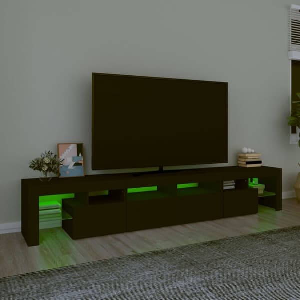 vidaXL TV-benk med LED-lys svart 230x36,5x40 cm