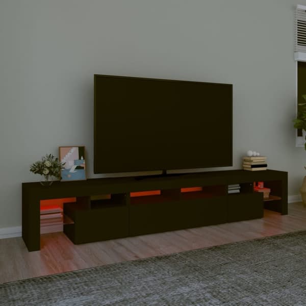 vidaXL TV-benk med LED-lys svart 230x36,5x40 cm