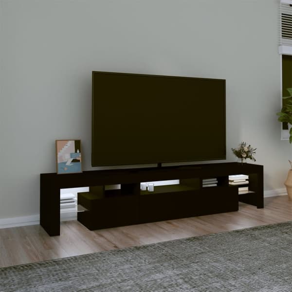 vidaXL TV-benk med LED-lys svart 200 x 36,5 x 40 cm
