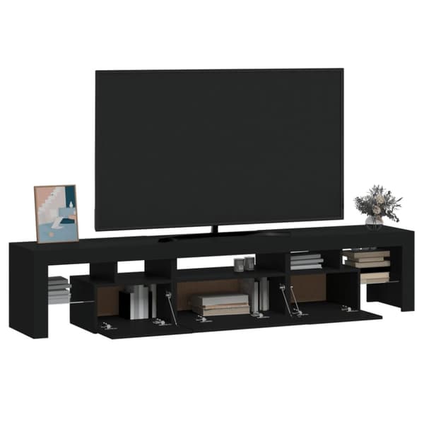 vidaXL TV-benk med LED-lys svart 200 x 36,5 x 40 cm
