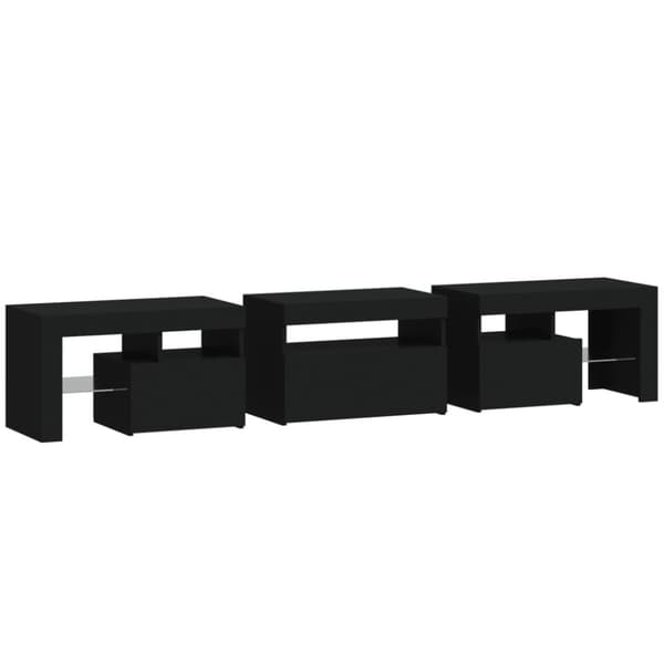 vidaXL TV-benk med LED-lys svart 200 x 36,5 x 40 cm