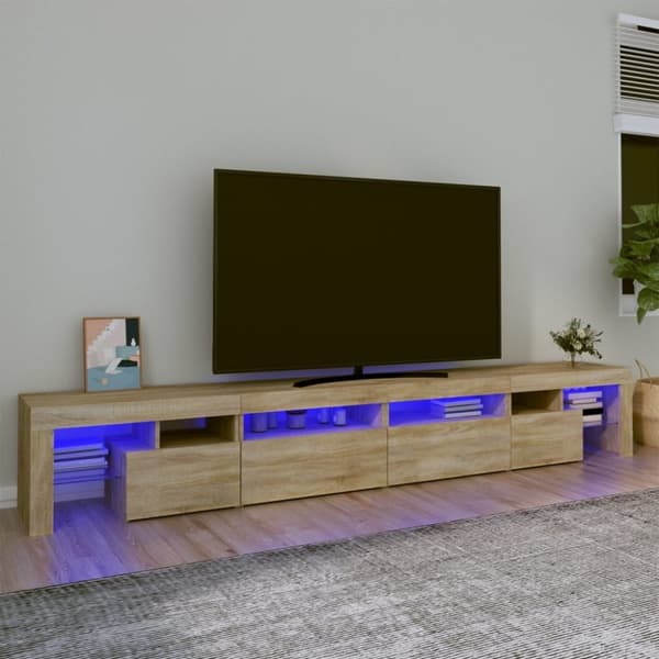 vidaXL TV-benk med LED-lys sonoma eik 260x36,5x40 cm