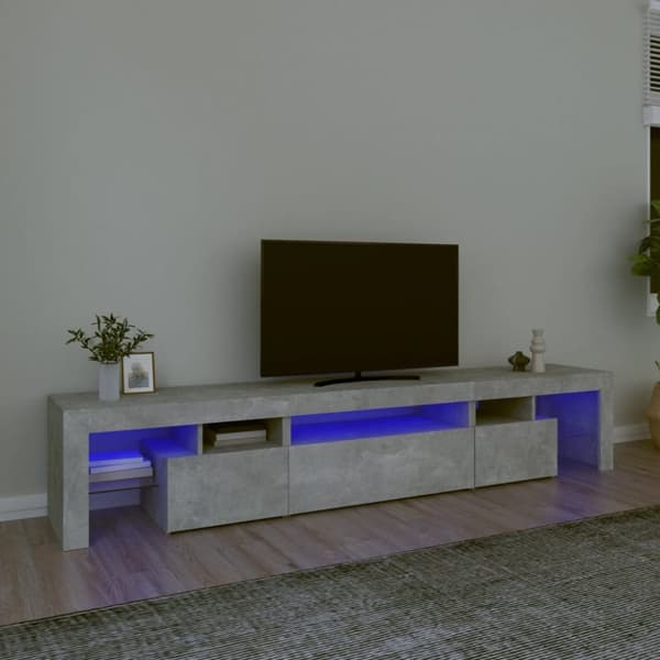 vidaXL TV-benk med LED-lys betonggrå 215x36,5x40 cm