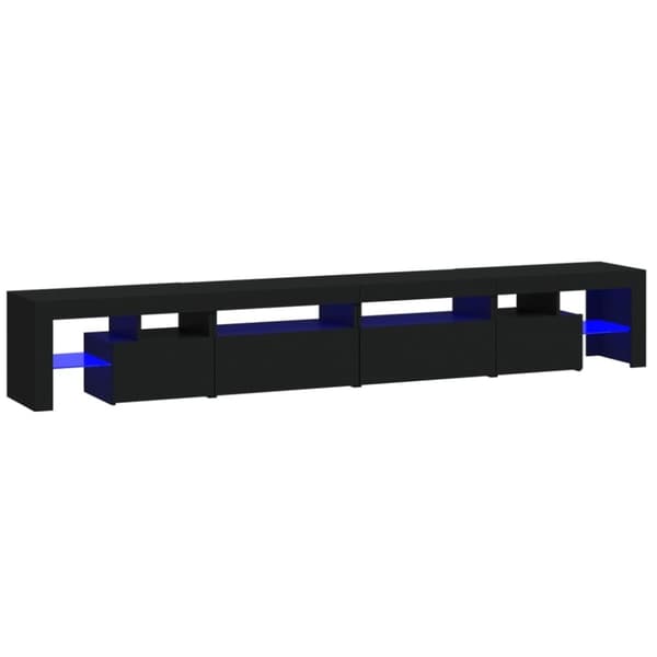 vidaXL TV-benk med LED-lys svart 260x36,5x40 cm