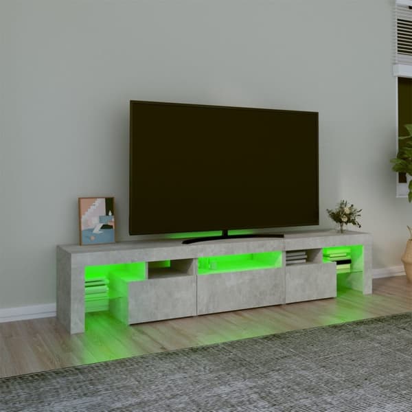 vidaXL TV-benk med LED-lys betonggrå 200 x 36,5 x 40 cm